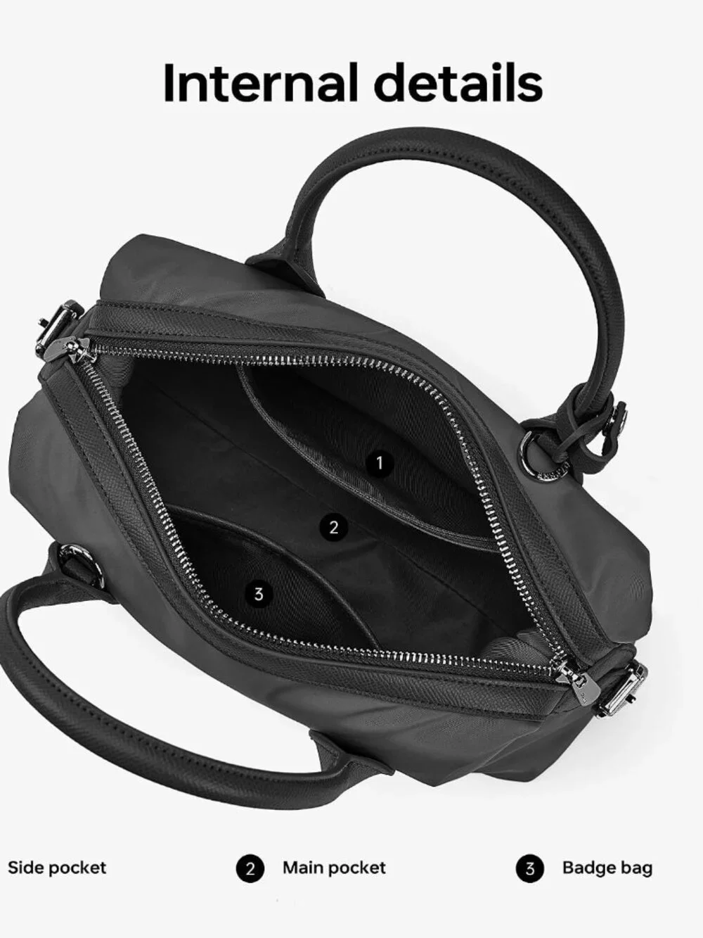 Women's Mini Bowling Bag Satchel, Vegan Leather & Nylon Top Handle Crossbody Pur - Picture 5 of 5